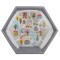 Țarc de joacă hexagonal pliabil Cangaroo Playbox Grey cu laterale din plasă și bază termoizolantă – pentru copii 6 luni+ până la 15 kg