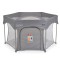 Țarc de joacă hexagonal pliabil Cangaroo Playbox Grey cu laterale din plasă și bază termoizolantă – pentru copii 6 luni+ până la 15 kg
