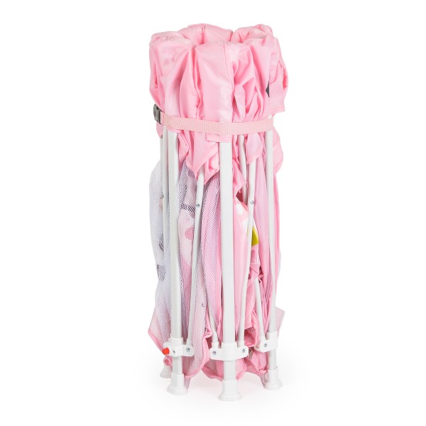 Țarc de joacă hexagonal pliabil Cangaroo Playbox Pink cu laterale din plasă și bază termoizolantă – pentru copii 6 luni+ până la 15 kg