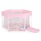 Țarc de joacă hexagonal pliabil Cangaroo Playbox Pink cu laterale din plasă și bază termoizolantă – pentru copii 6 luni+ până la 15 kg