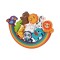 Puzzle educativ din lemn Hi Pando 2 în 1 – joc de echilibru și forme cu animale colorate pentru copii 18 luni+