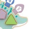 Puzzle educativ din lemn Hi Pando Dinozaur – forme geometrice și numere pentru copii 18 luni+