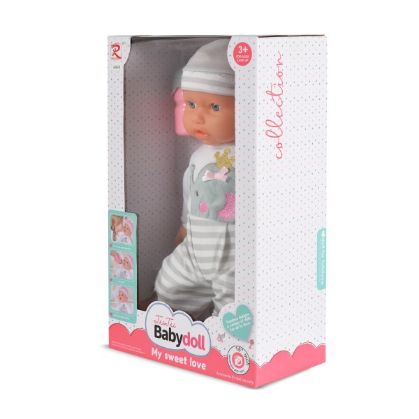 Păpușă interactivă 41 cm cu biberon și elefant – joc de rol educativ pentru copii 3+ ani, Tutu Love