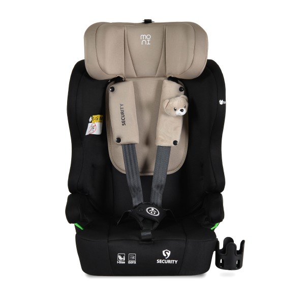 Scaun auto i-Size cu ISOFIX Moni Security Cool Beige 76–150 cm – Top Tether, centură 5 puncte și tetieră reglabilă