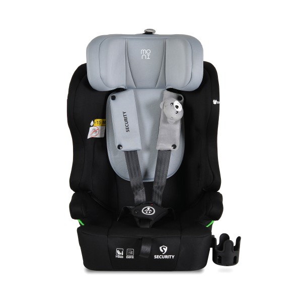 Scaun auto i-Size cu ISOFIX Moni Security Space Gray 76–150 cm – Top Tether, centură 5 puncte și tetieră reglabilă