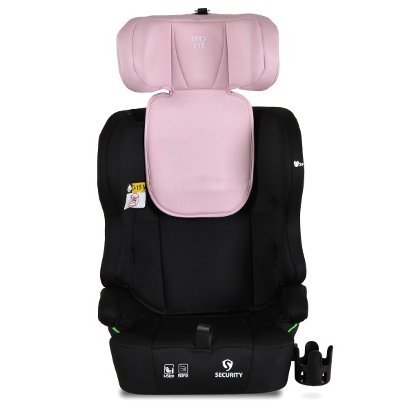 Scaun auto i-Size cu ISOFIX Moni Security Baby Pink 76–150 cm – Top Tether, centură 5 puncte și tetieră reglabilă