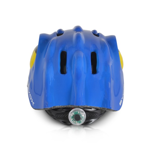 Cască protecție copii Byox Dino Blue – mărime S (48–54 cm), 6 orificii, lumină LED