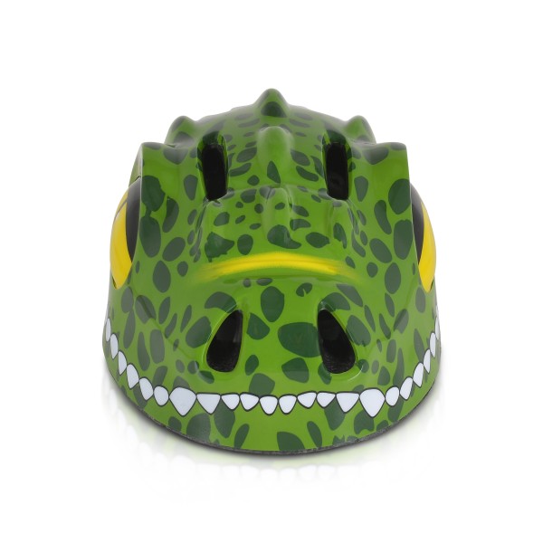Cască protecție copii Byox Dino Dark Green – mărime S (48–54 cm), 6 orificii, LED