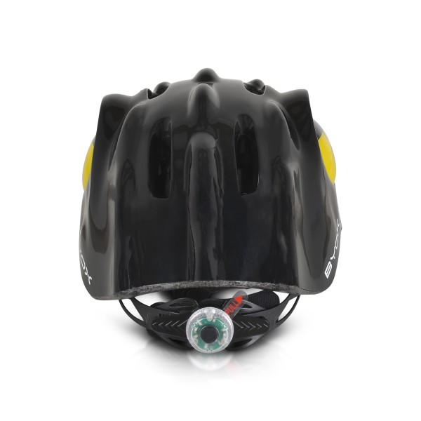 Cască protecție copii Byox Dino Black – mărime S (48–54 cm), 6 orificii, lumină LED