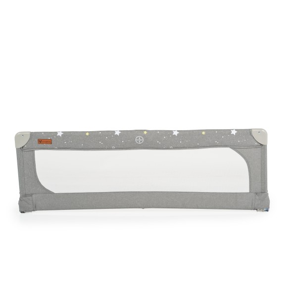 Barieră de protecție pat Cangaroo Linen Gri 130 cm – siguranță pentru copii, pliabilă și ușor de montat