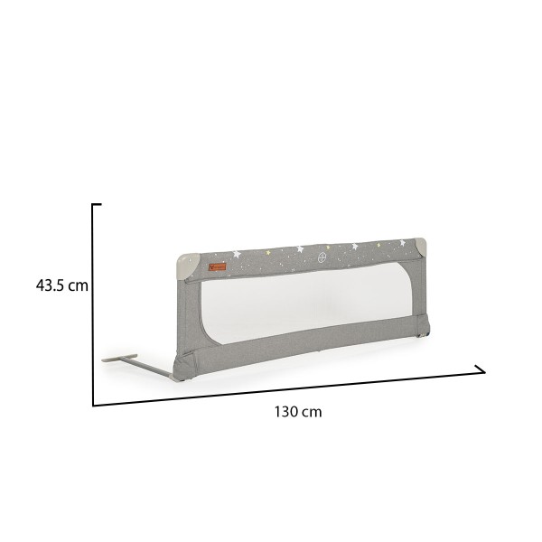 Barieră de protecție pat Cangaroo Linen Gri 130 cm – siguranță pentru copii, pliabilă și ușor de montat