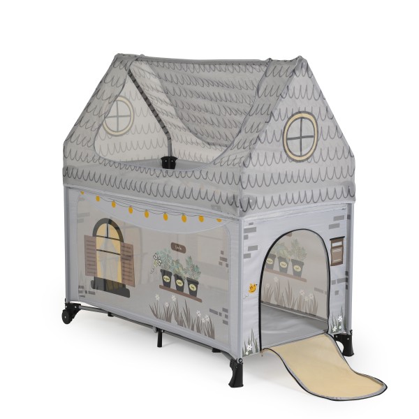 Pătuț pliabil și cort de joacă Cangaroo PlayHouse 2 în 1, cu acoperiș și design tip căsuță