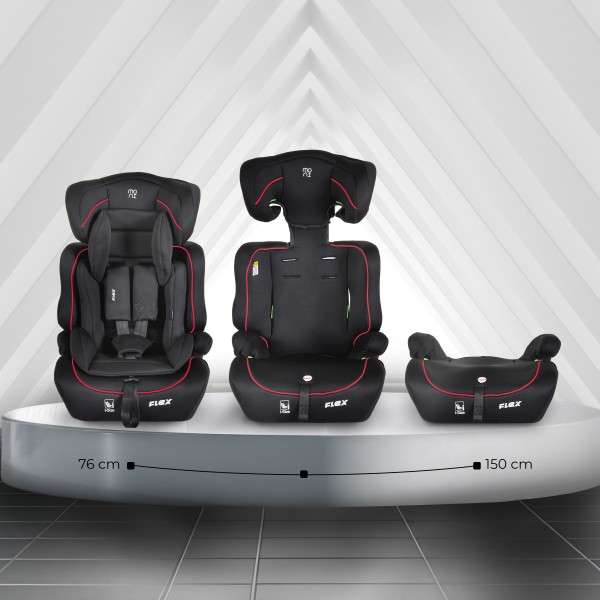 Scaun auto Moni Flex Red Line R129 i-Size – 76–150 cm, tetieră reglabilă, protecții antiderapante și material premium