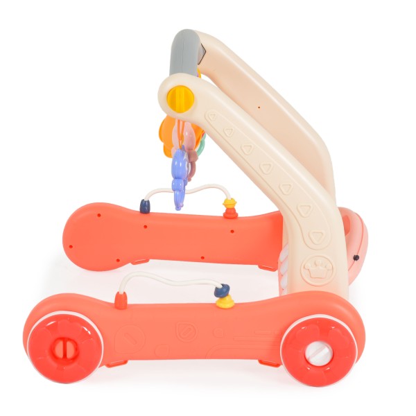 Premergător Bebe 2 în 1 cu Pian și Covoraș Colorat Moni Toys Pink, Jucării Interactive și Funcții Muzicale