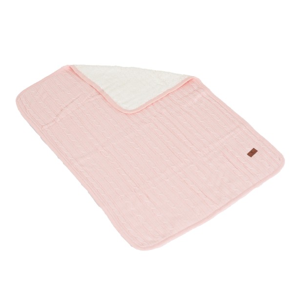 Pătură Bebe Cangaroo Sherpy Pink 100x75 cm – Bumbac Moale și Interior Călduros Sherpa, 0+ luni, Ideală pentru Pat sau Cărucior