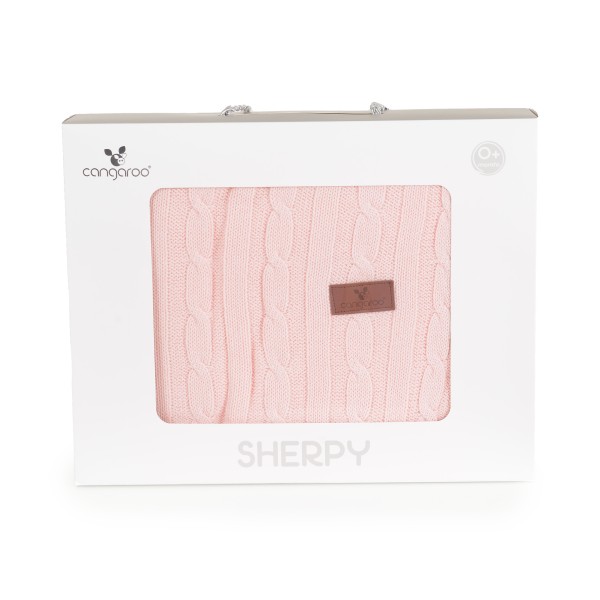 Pătură Bebe Cangaroo Sherpy Pink 100x75 cm – Bumbac Moale și Interior Călduros Sherpa, 0+ luni, Ideală pentru Pat sau Cărucior