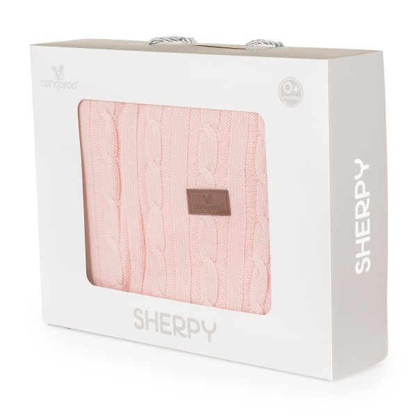 Pătură Bebe Cangaroo Sherpy Pink 100x75 cm – Bumbac Moale și Interior Călduros Sherpa, 0+ luni, Ideală pentru Pat sau Cărucior