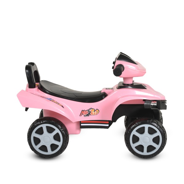 Mașinuță fără pedale pentru copii Moni No Fear Pink – 12-72 luni, până la 25 kg, cu lumini și melodii, compartiment depozitare