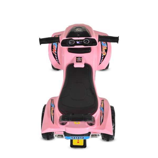 Mașinuță fără pedale pentru copii Moni No Fear Pink – 12-72 luni, până la 25 kg, cu lumini și melodii, compartiment depozitare