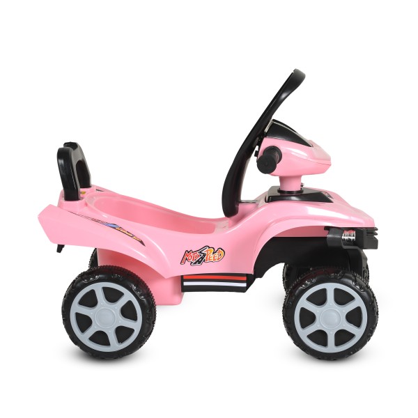 Mașinuță fără pedale pentru copii Moni No Fear Pink – 12-72 luni, până la 25 kg, cu lumini și melodii, compartiment depozitare