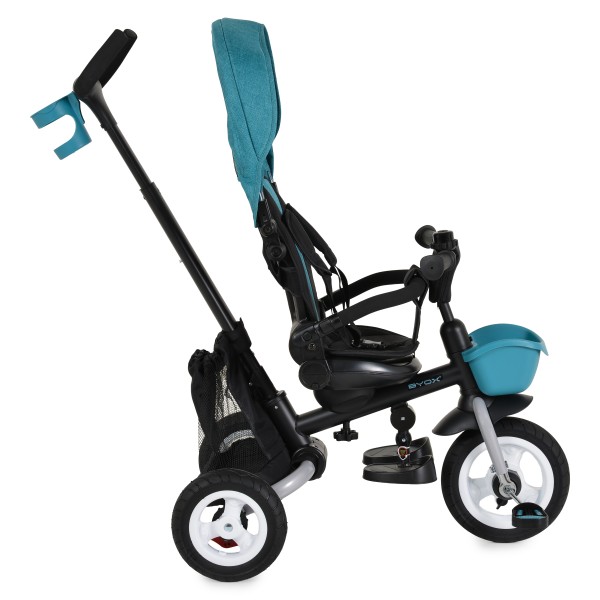 Tricicletă Pliabilă cu Control Parental Byox Flexy Lux Blue, Scaun Rotativ 360°, 18 Luni+