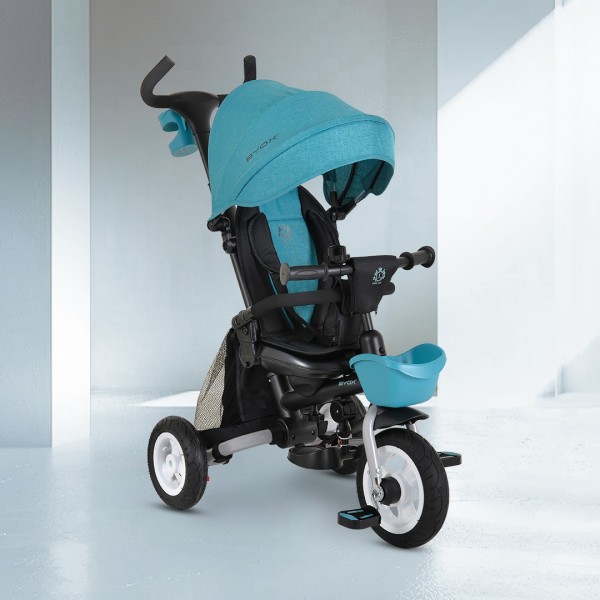 Tricicletă Pliabilă cu Control Parental Byox Flexy Lux Blue, Scaun Rotativ 360°, 18 Luni+