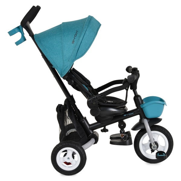 Tricicletă Pliabilă cu Control Parental Byox Flexy Lux Blue, Scaun Rotativ 360°, 18 Luni+