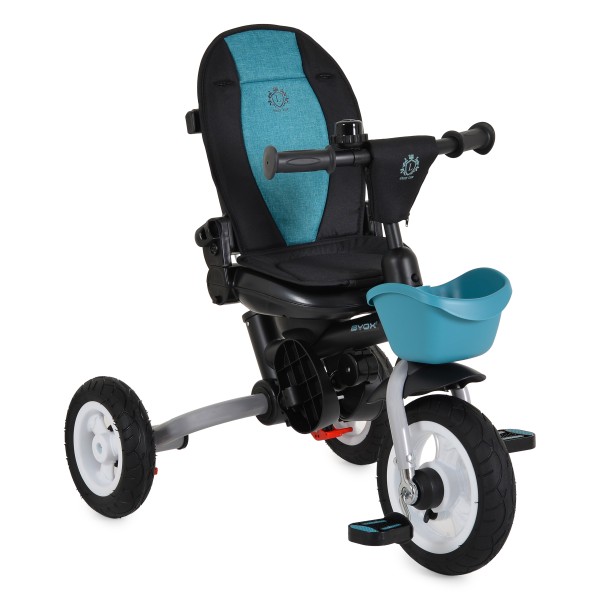 Tricicletă Pliabilă cu Control Parental Byox Flexy Lux Blue, Scaun Rotativ 360°, 18 Luni+