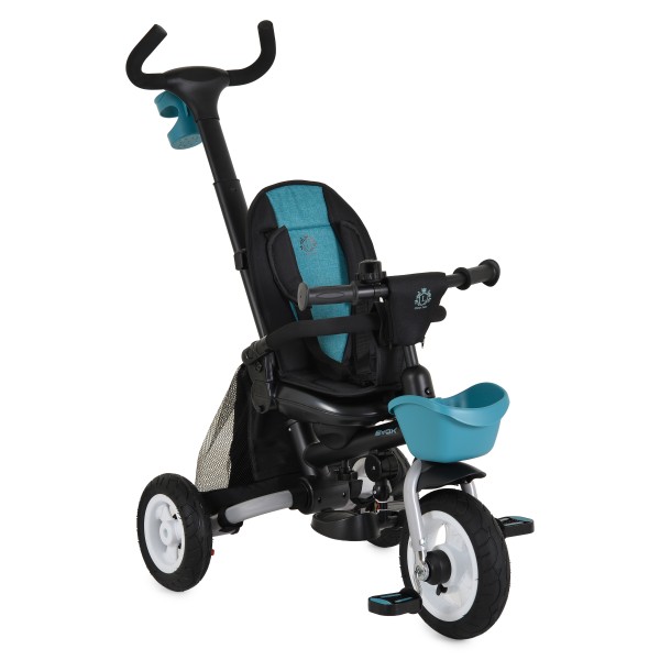 Tricicletă Pliabilă cu Control Parental Byox Flexy Lux Blue, Scaun Rotativ 360°, 18 Luni+