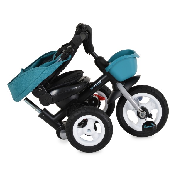 Tricicletă Pliabilă cu Control Parental Byox Flexy Lux Blue, Scaun Rotativ 360°, 18 Luni+