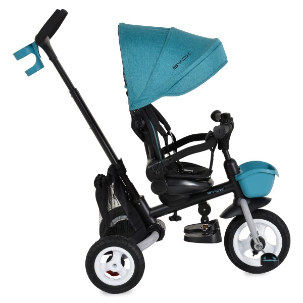 Tricicletă Pliabilă cu Control Parental Byox Flexy Lux Blue, Scaun Rotativ 360°, 18 Luni+