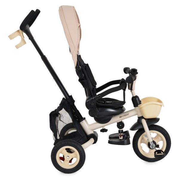 Tricicletă Pliabilă cu Control Parental Byox Flexy Lux Beige, Scaun Rotativ 360°, 18 Luni+