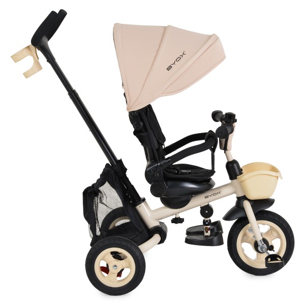 Tricicletă Pliabilă cu Control Parental Byox Flexy Lux Beige, Scaun Rotativ 360°, 18 Luni+