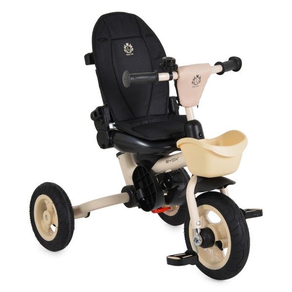 Tricicletă Pliabilă cu Control Parental Byox Flexy Lux Beige, Scaun Rotativ 360°, 18 Luni+