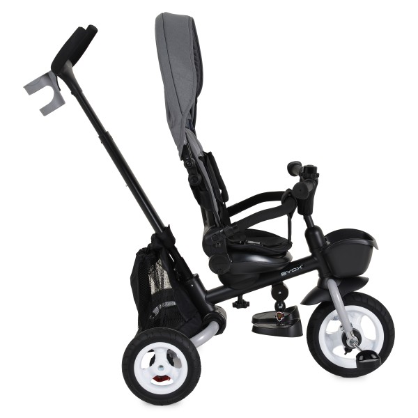 Tricicletă Pliabilă cu Control Parental Byox Flexy Lux Dark Grey, Scaun Rotativ 360°, 18 Luni+