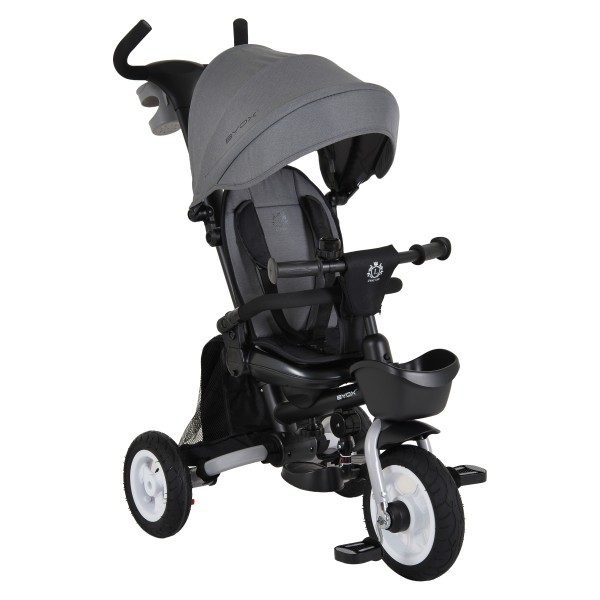 Tricicletă Pliabilă cu Control Parental Byox Flexy Lux Dark Grey, Scaun Rotativ 360°, 18 Luni+