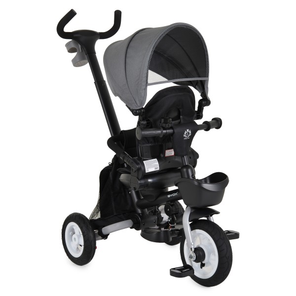 Tricicletă Pliabilă cu Control Parental Byox Flexy Lux Dark Grey, Scaun Rotativ 360°, 18 Luni+