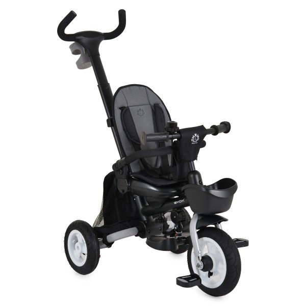 Tricicletă Pliabilă cu Control Parental Byox Flexy Lux Dark Grey, Scaun Rotativ 360°, 18 Luni+