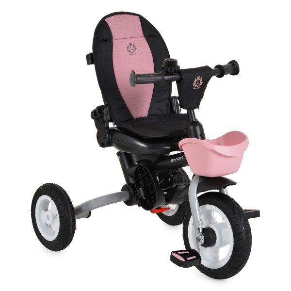 Tricicletă Pliabilă cu Control Parental Byox Flexy Lux Pink, Scaun Rotativ 360°, 18 Luni+