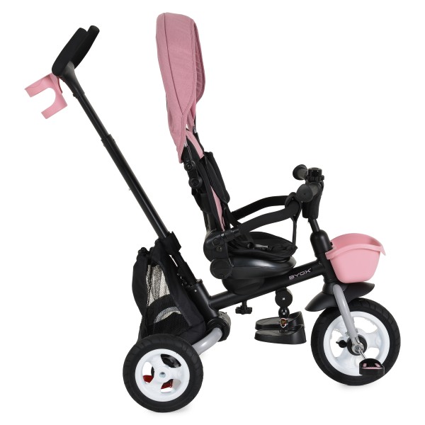 Tricicletă Pliabilă cu Control Parental Byox Flexy Lux Pink, Scaun Rotativ 360°, 18 Luni+