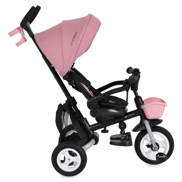 Tricicletă Pliabilă cu Control Parental Byox Flexy Lux Pink, Scaun Rotativ 360°, 18 Luni+