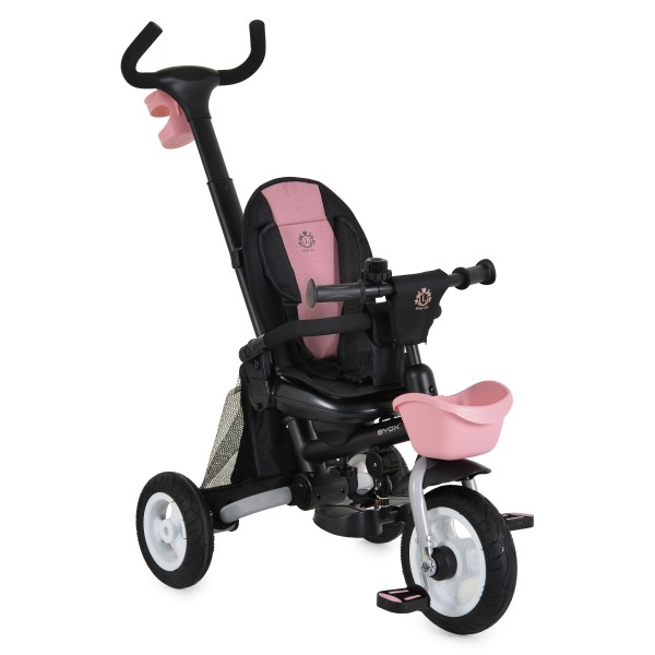 Tricicletă Pliabilă cu Control Parental Byox Flexy Lux Pink, Scaun Rotativ 360°, 18 Luni+