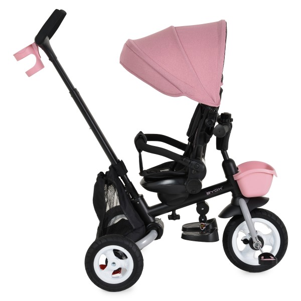 Tricicletă Pliabilă cu Control Parental Byox Flexy Lux Pink, Scaun Rotativ 360°, 18 Luni+