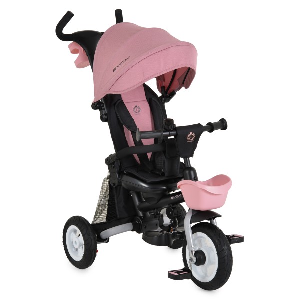Tricicletă Pliabilă cu Control Parental Byox Flexy Lux Pink, Scaun Rotativ 360°, 18 Luni+