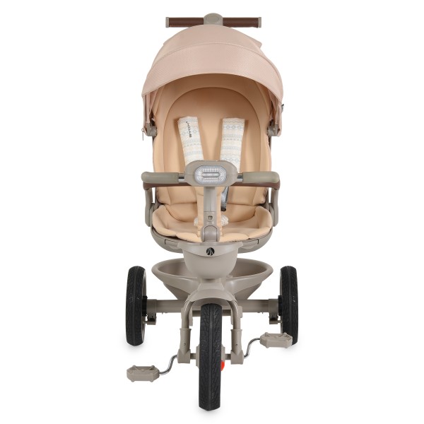Tricicletă cu Control Parental Byox Fusion Lux Beige, Scaun Rotativ 360°, 5 Luni – 5 Ani