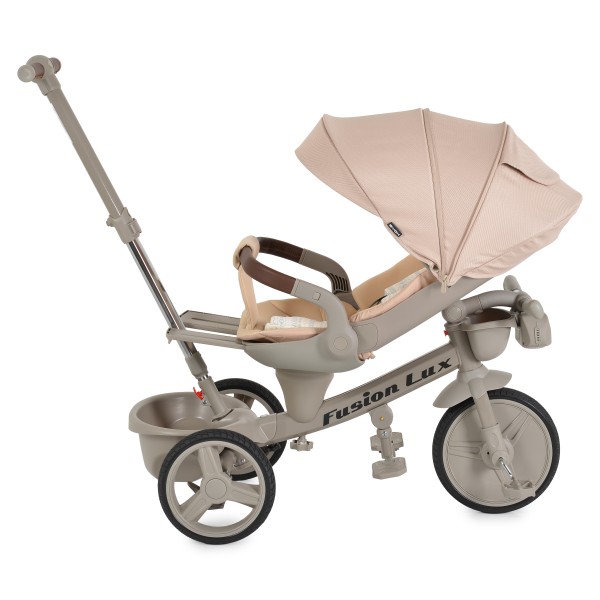Tricicletă cu Control Parental Byox Fusion Lux Beige, Scaun Rotativ 360°, 5 Luni – 5 Ani