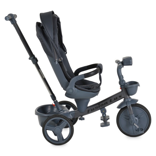 Tricicletă cu Control Parental Byox Fusion Lux Dark Grey, Scaun Rotativ 360°, 5 Luni – 5 Ani