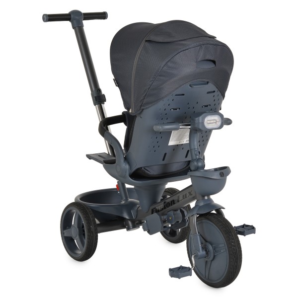 Tricicletă cu Control Parental Byox Fusion Lux Dark Grey, Scaun Rotativ 360°, 5 Luni – 5 Ani
