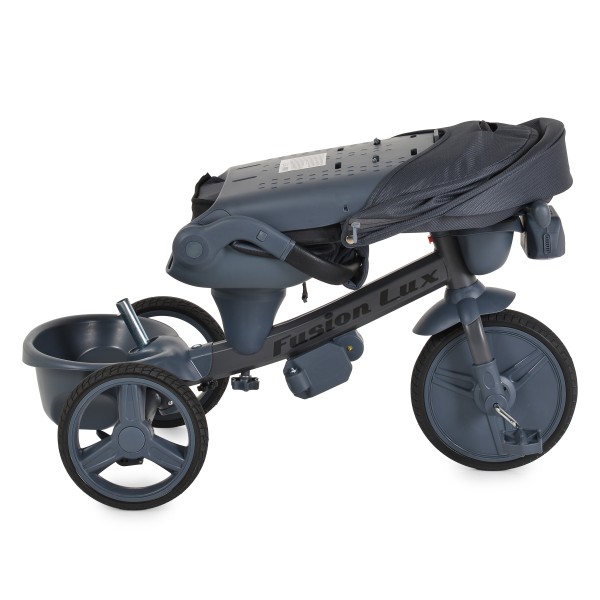 Tricicletă cu Control Parental Byox Fusion Lux Dark Grey, Scaun Rotativ 360°, 5 Luni – 5 Ani
