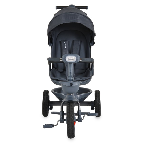 Tricicletă cu Control Parental Byox Fusion Lux Dark Grey, Scaun Rotativ 360°, 5 Luni – 5 Ani